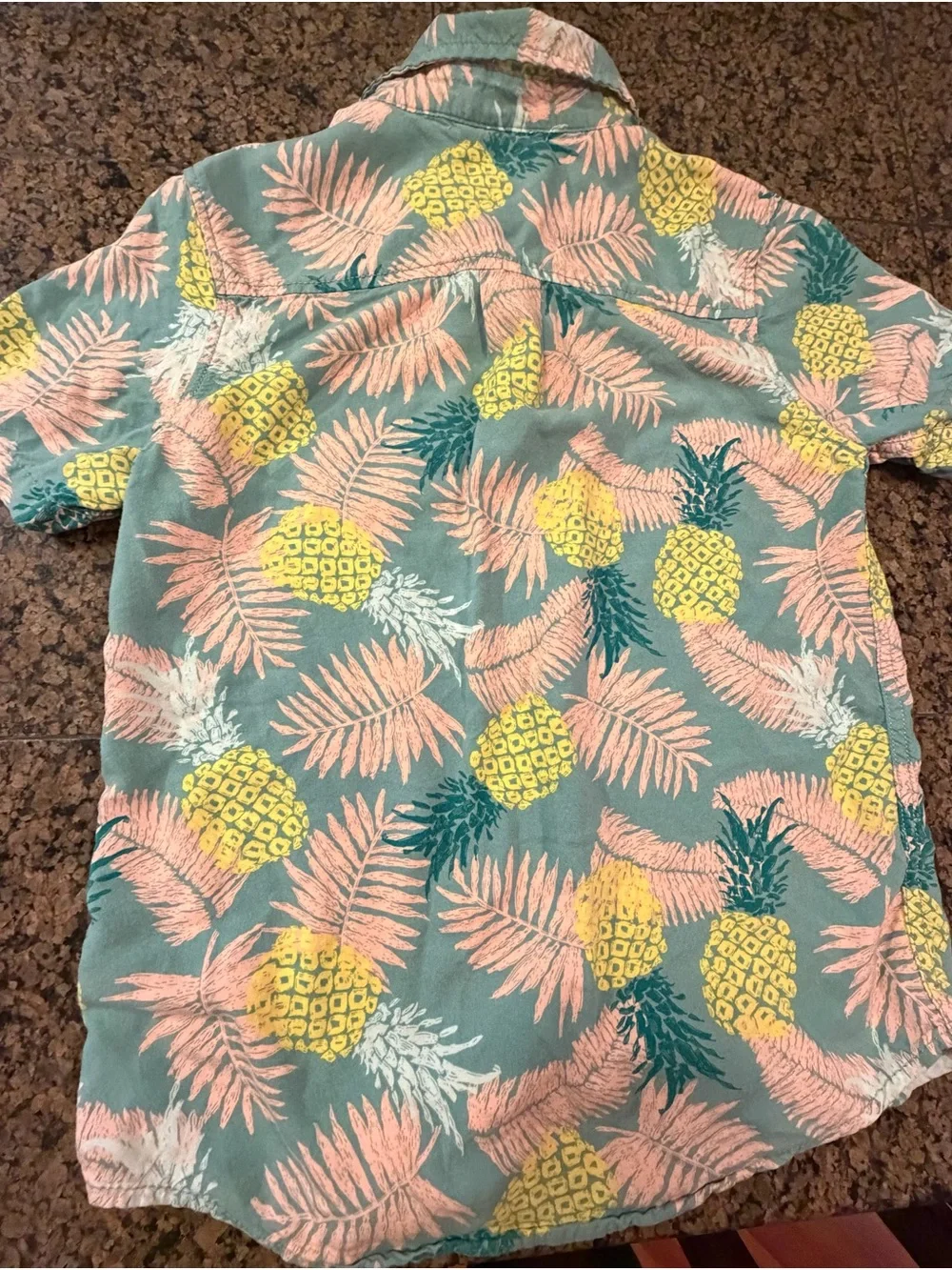 Cat & Jack Teal Shirt with Yellow Pineapple Print